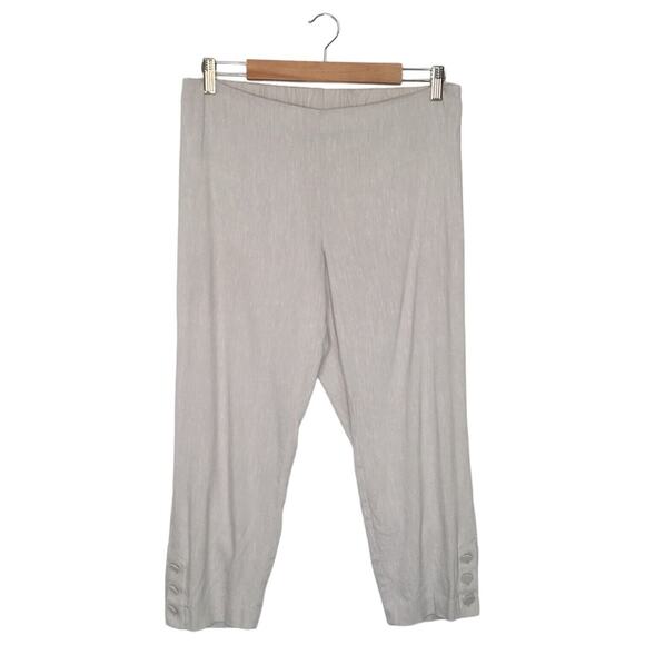J. Jill Pants - J Jill Pants Womens M Linen Stretch Capri Button Bottom Beachy Cottagecore Gray